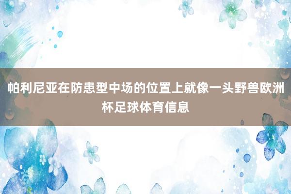 帕利尼亚在防患型中场的位置上就像一头野兽欧洲杯足球体育信息