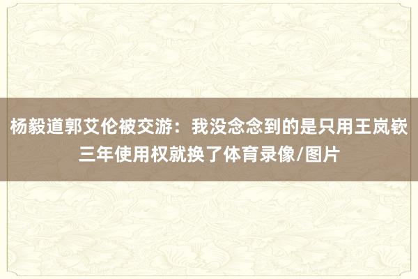 杨毅道郭艾伦被交游：我没念念到的是只用王岚嵚三年使用权就换了体育录像/图片